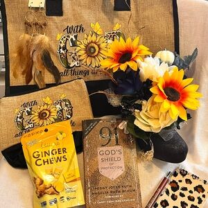 With God All Things Are Possible Sunflower Themed Tote Bundle
